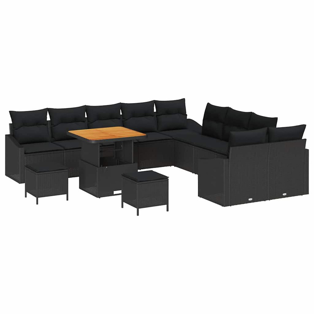 Ensemble de canapé de jardin avec coussin 13 pcs noir
