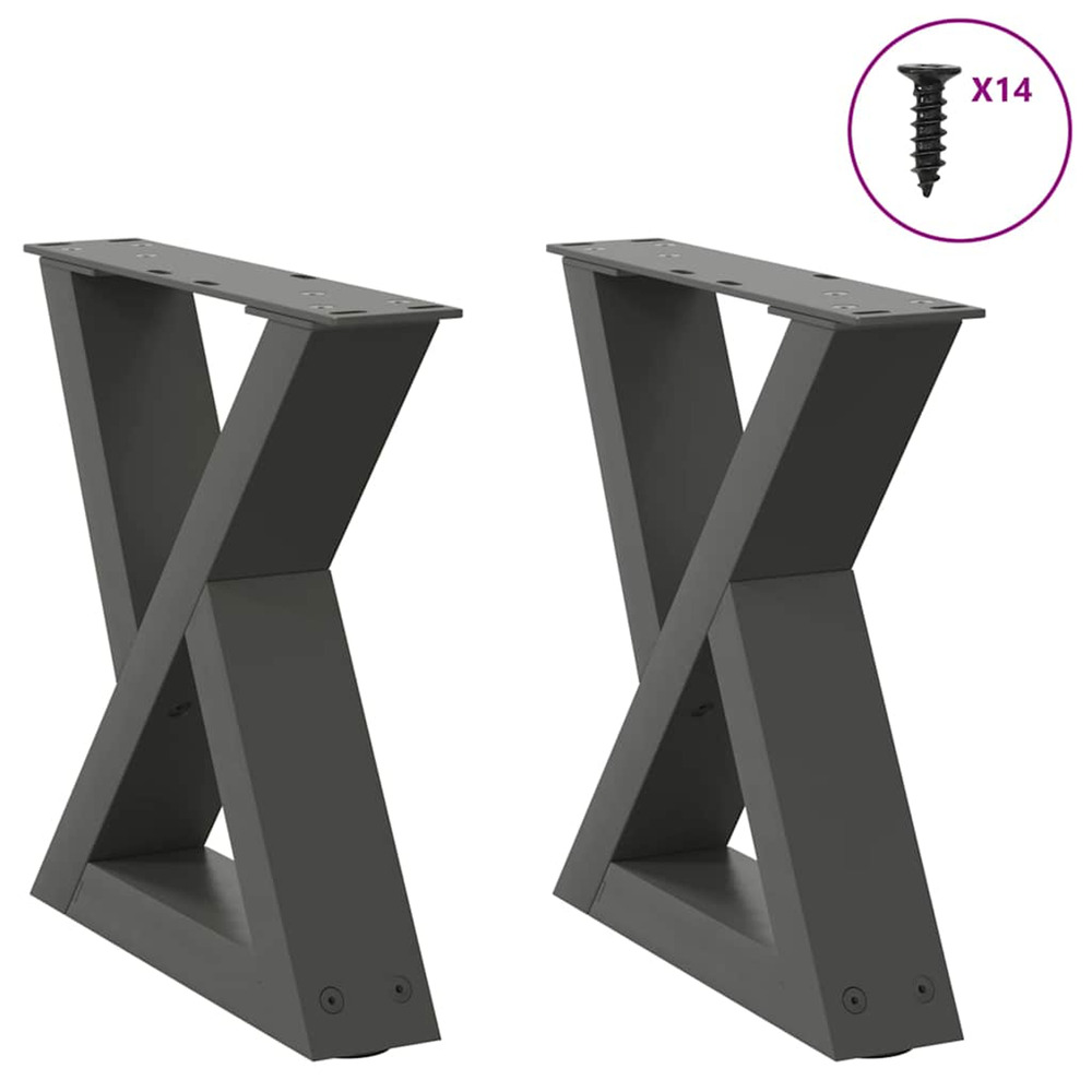 Pieds de table basse 2 pièces anthracite 30 x (30-31,3) cm acier