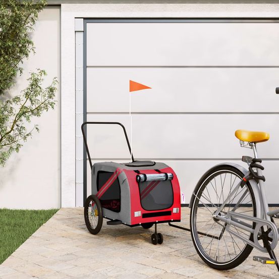 Remorque vélo pour chien et chat 45kg transport sécurisé balades orange et gris