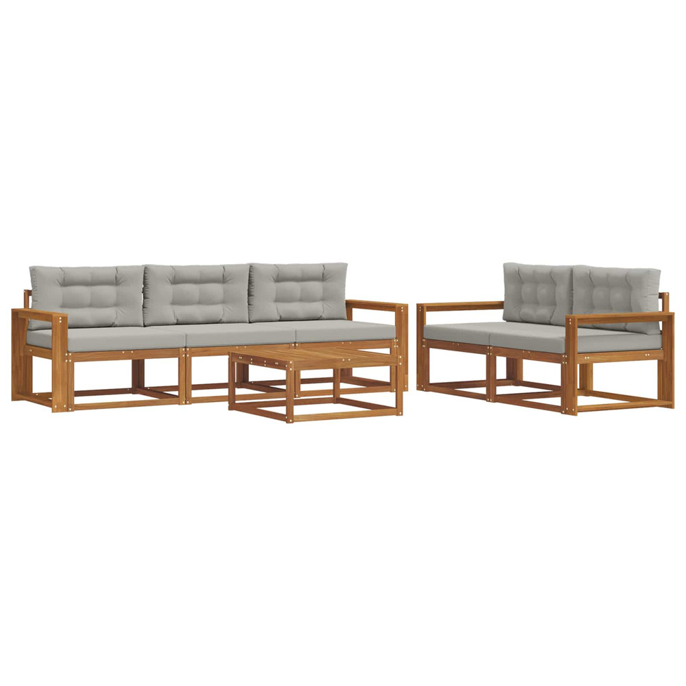 Ensemble de canapés d'extérieur 6 pcs gris naturel et clair