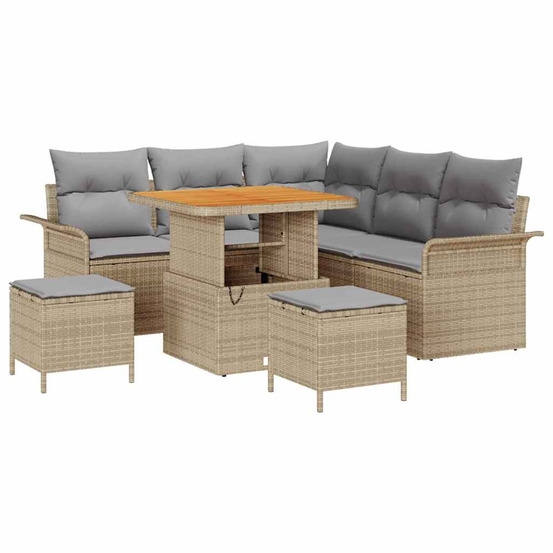 Ensemble de canapé de jardin 8 pcs beige et gris clair