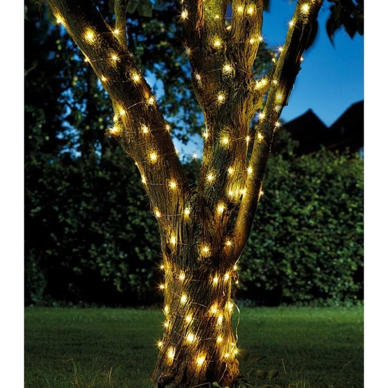 Guirlande solaire filament 100 lucioles blanc chaud