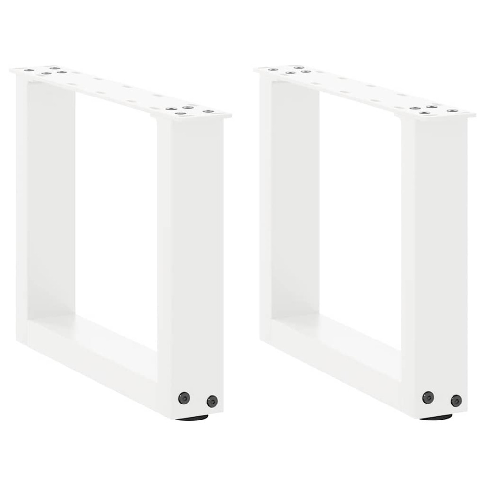 Pieds de table basse en u 2 pièces blanc 30 x (30-31) cm acier
