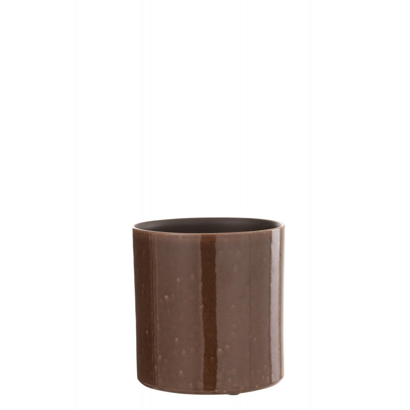 Cache pot en céramique marron 16.5x16x16.5 cm
