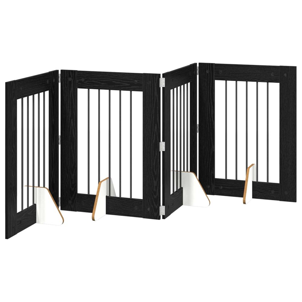 Porte de chien pliable avec supports 4 pc chêne noir 241 cm