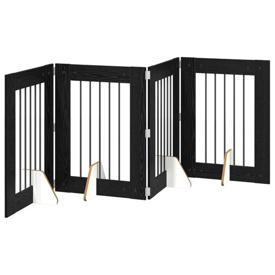 Porte de chien pliable avec supports 4 pc chêne noir 241 cm