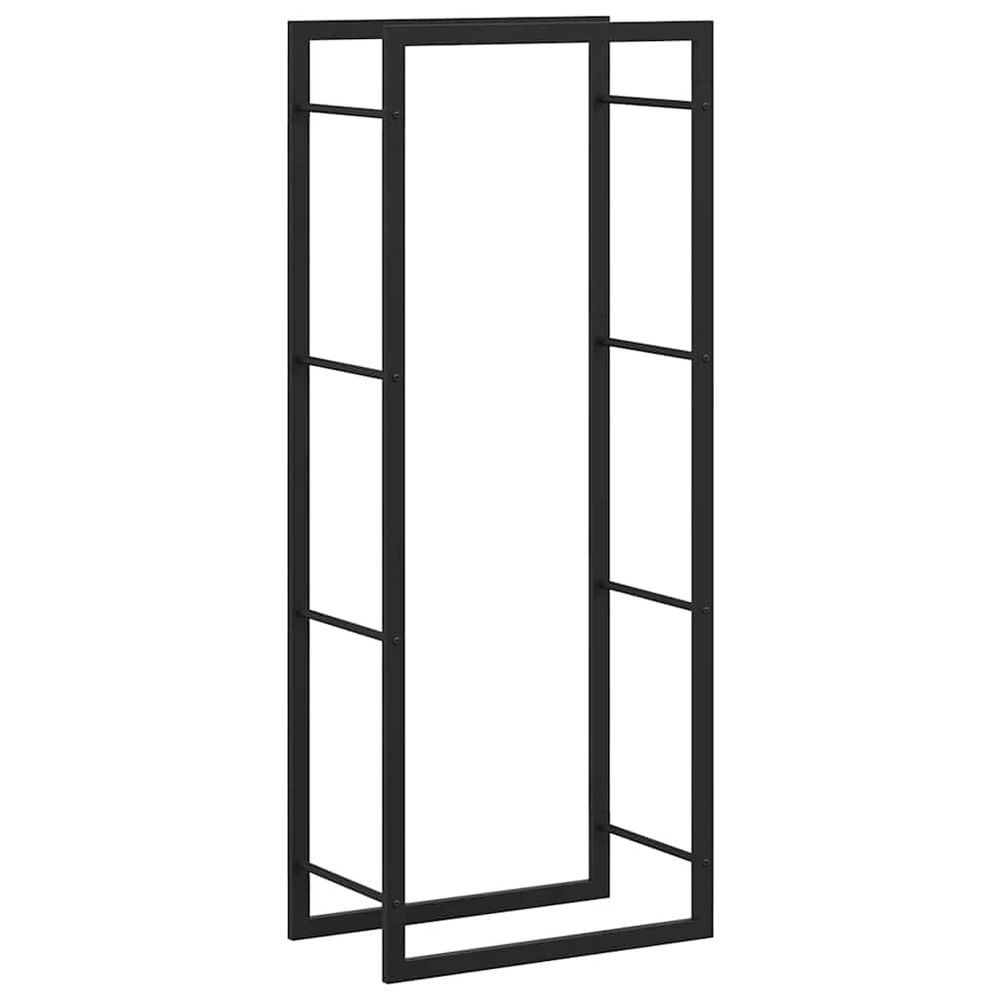 Portant de bois de chauffage noir mat 50x28x132 cm acier