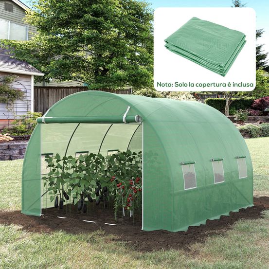 Bâche de serre pe renforcé verte 3 x 3 x 2 m pour jardin 6 fenêtres porte enroulable - comfortxl outdoor living