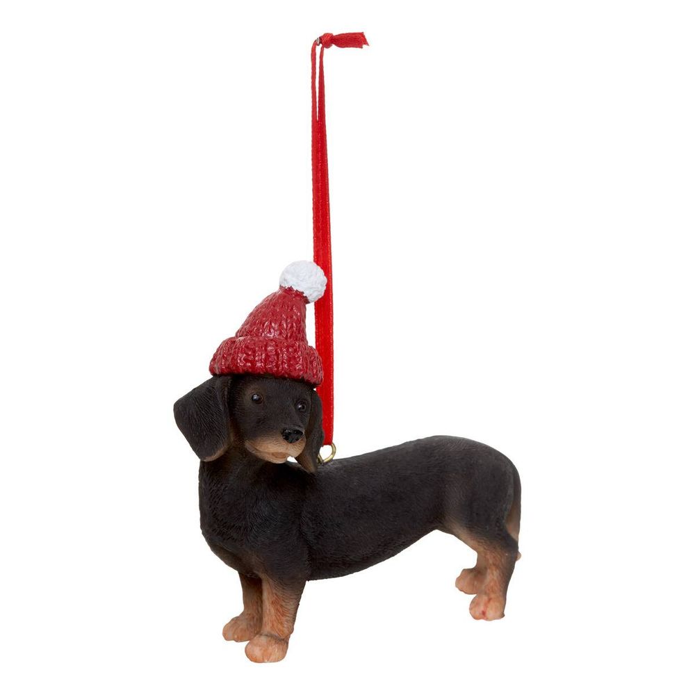 Suspension de sapin chien en résine avec chapeau 9,5 cm
