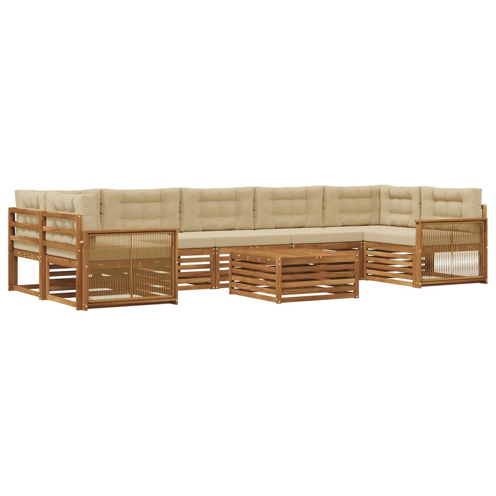 Ensemble de canapés d'extérieur 8 pc naturel et beige
