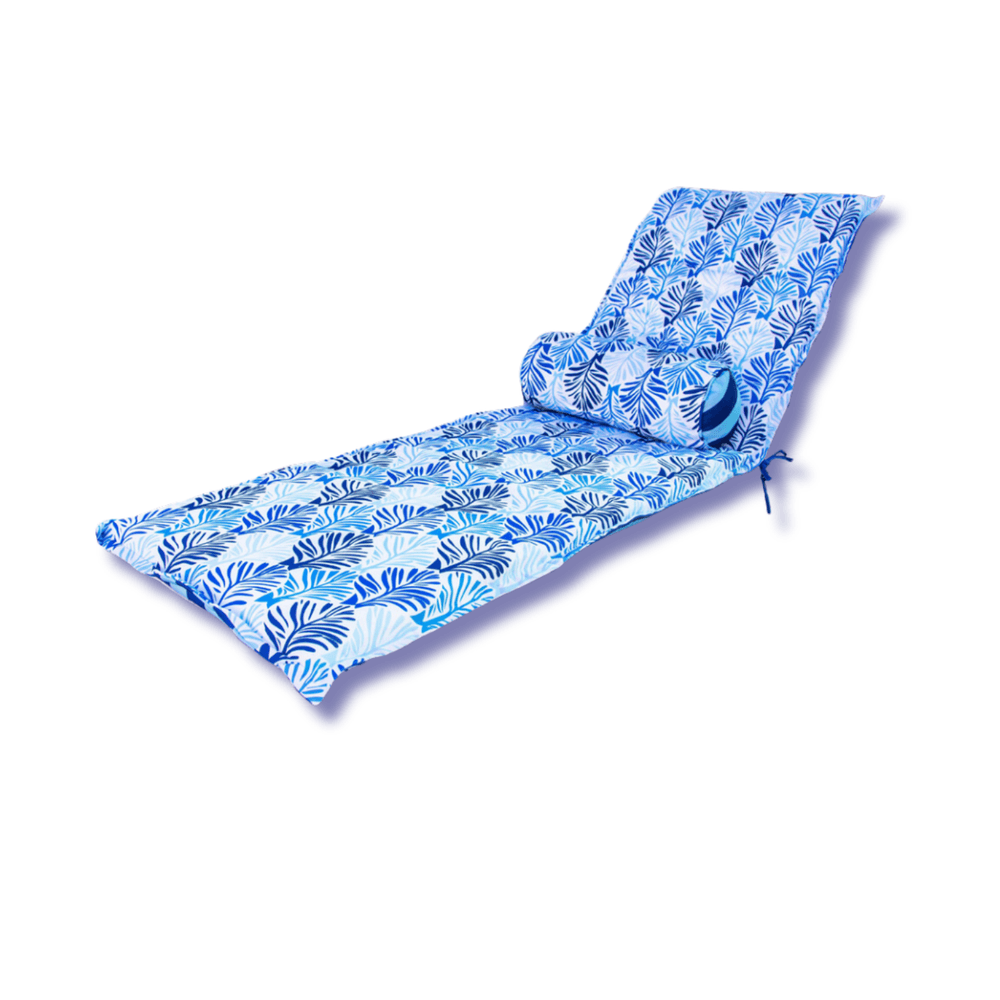 Coussin pour chaise longue et traversin 195x60x5cm motif feuillage