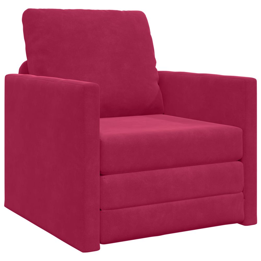 Canapé-lit bordeaux 74 x 77 x 81 cm velours