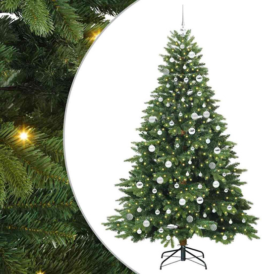 Sapin de noël artificiel avec 300 led vert 210 cm pe et pvc