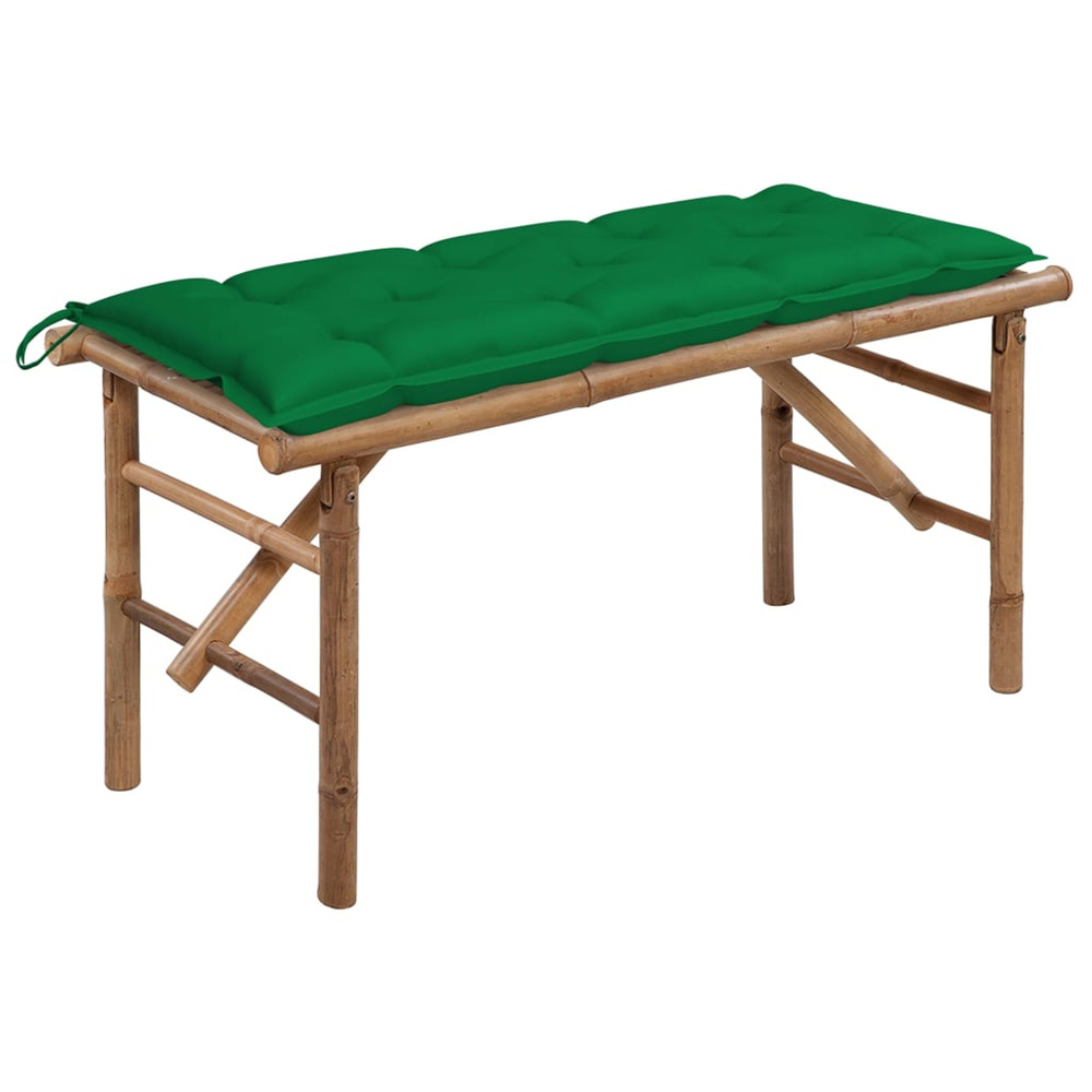 Banc de jardin pliable avec coussin 118 cm bambou