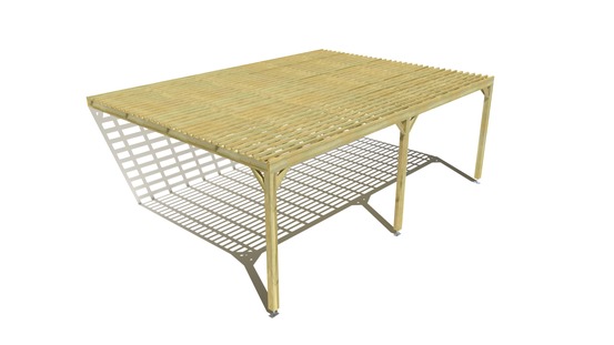 Pergola bois • 7m x 5m • adossée • sens profondeur • lattage bois • livraison comprise