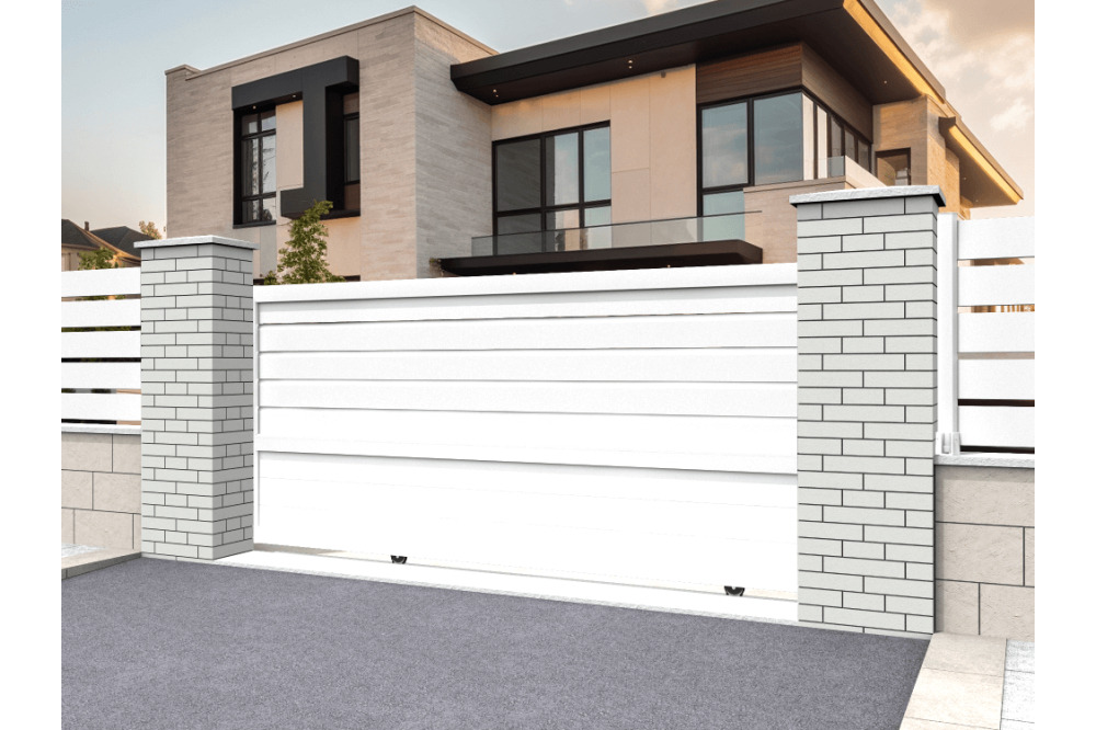 Portail coulissant mixte blanc l 4000 x h 1713.6 mm motorisé