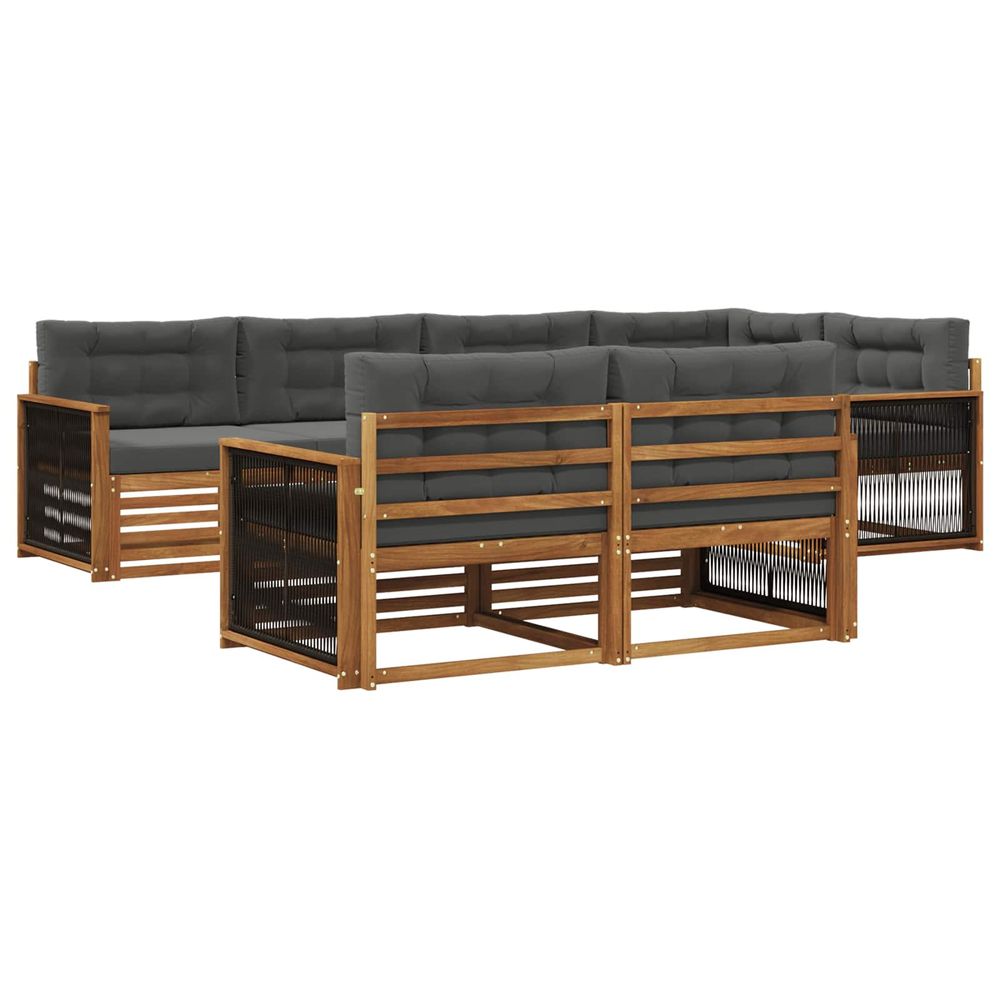 Ensemble de canapés d'extérieur 7 pc naturel et anthracite