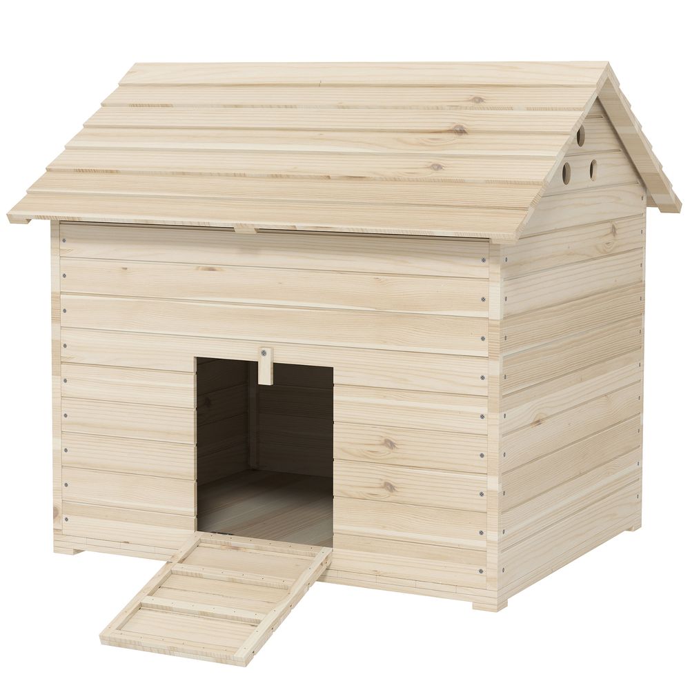 Abri canards bois sapin naturel 100 x 82,5 x 91 cm toit ouvrant porte rampe