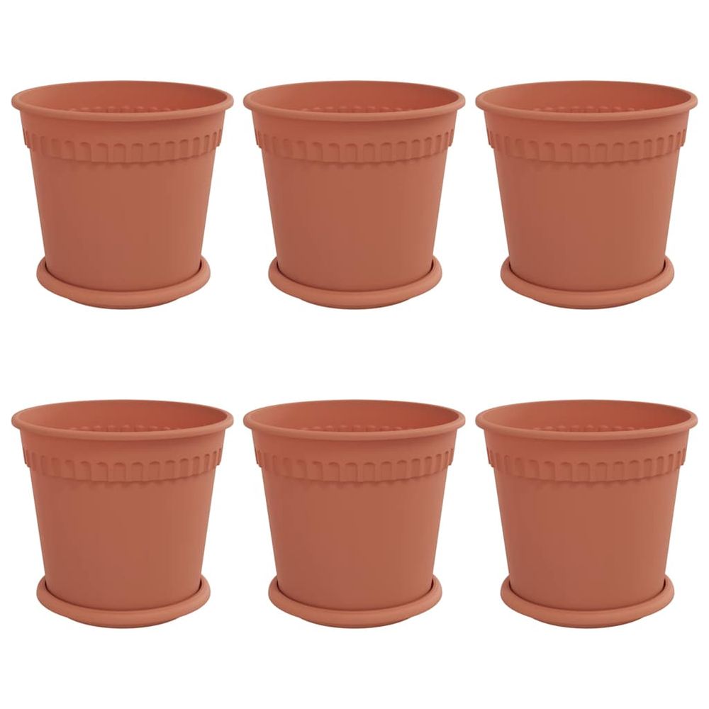 Pots de plantes 6 pc rouge brique plastique