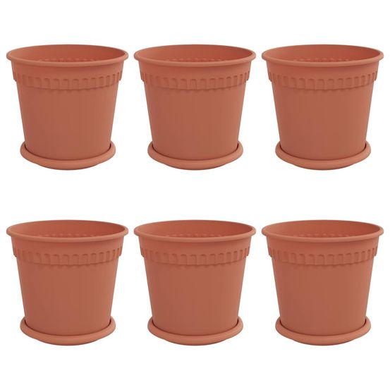 Pots de plantes 6 pc rouge brique plastique