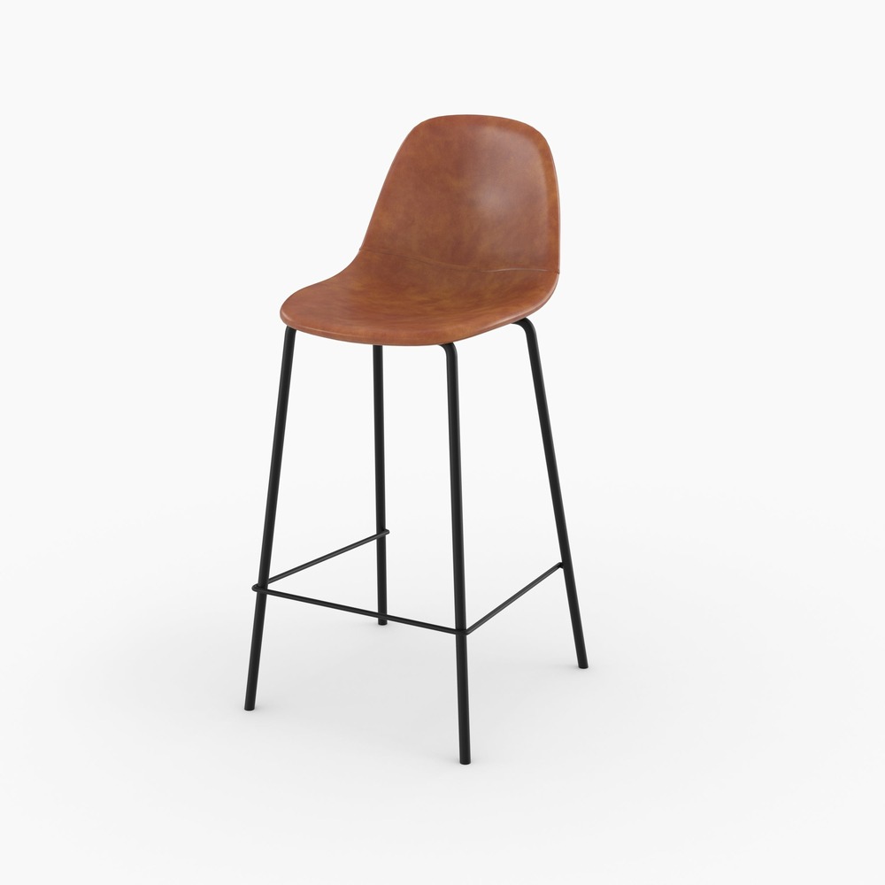 Henrik-chaise pour îlot central en cuir synthétique camel 65 cm