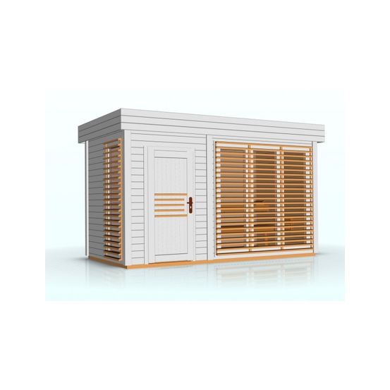 Cabine de sauna extérieur azalea 8 places 438x203,8 x h.259 cm-blanc-blanc-203.8 --