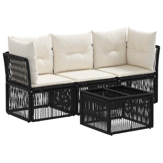 Ensemble de canapé de jardin 4 pcs noir polyrotin