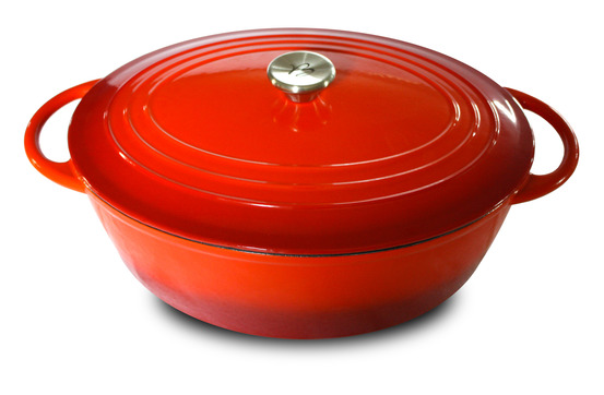 Cocotte basse ronde tradition - fonte rouge - avec couvercle - 4l - ø26cm - baumalu