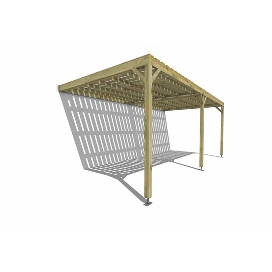 Pergola bois • 6m x 3m • adossée • sens largeur • platelage bois • livraison comprise