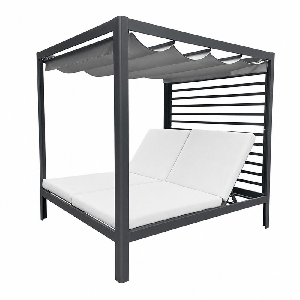 Lit de jardin 2 places structure aluminium gris foncé matala