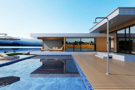 Douche de piscine en acier 316 resistance anticorrosion et design elegant