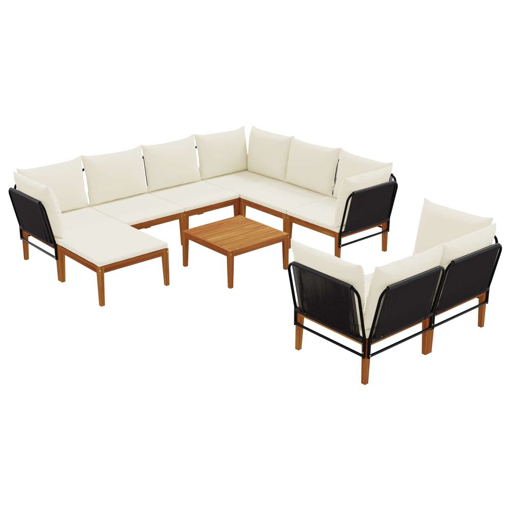 10 pc bois d'acacia massif et corde naturel
