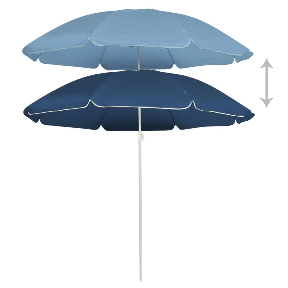 Parasol de jardin avec mât en acier bleu 180 cm
