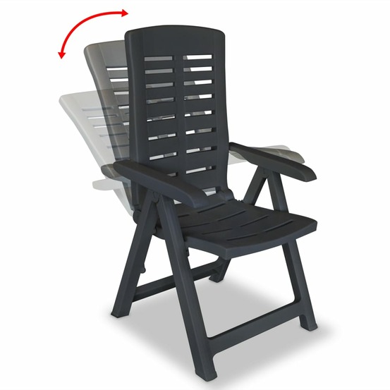 Chaises inclinables de jardin lot de 2 plastique anthracite