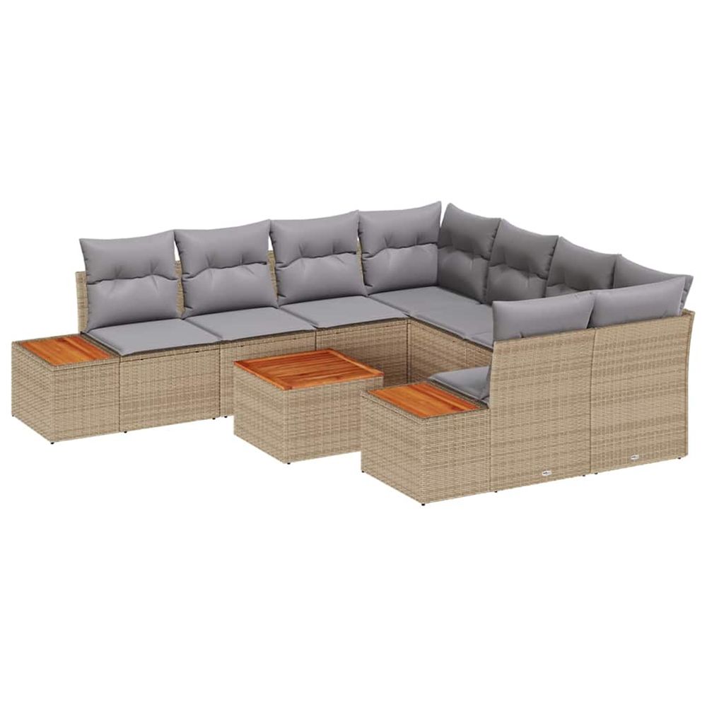 Ensemble de canapé de jardin 9 pc beige poly rotin