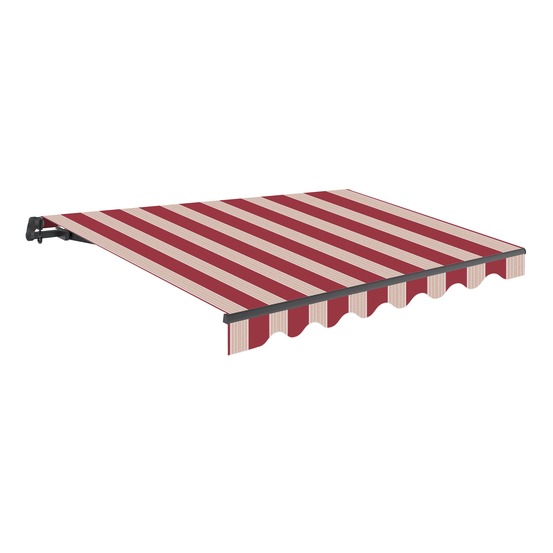 Store banne manuel 2,5x2m rayures grenat polyester – structure aluminium anthracite inclinaison réglable