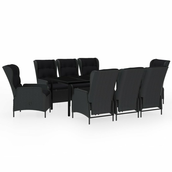 Ensemble à manger de jardin 9 pcs gris foncé