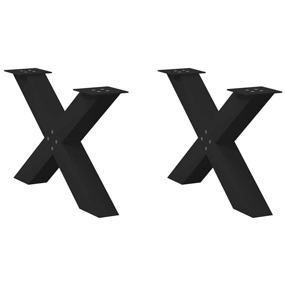 Pieds de table basse en forme de x, 2 pièces, noir, 70 x (42-43) cm, acier