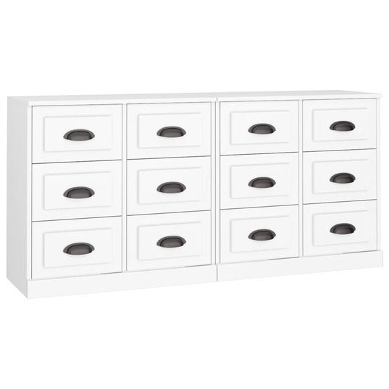 Buffet bahut commode armoire meuble de rangement organisateur cuisine salle de séjour salons lot de 2 bois d'ingénierie blanc