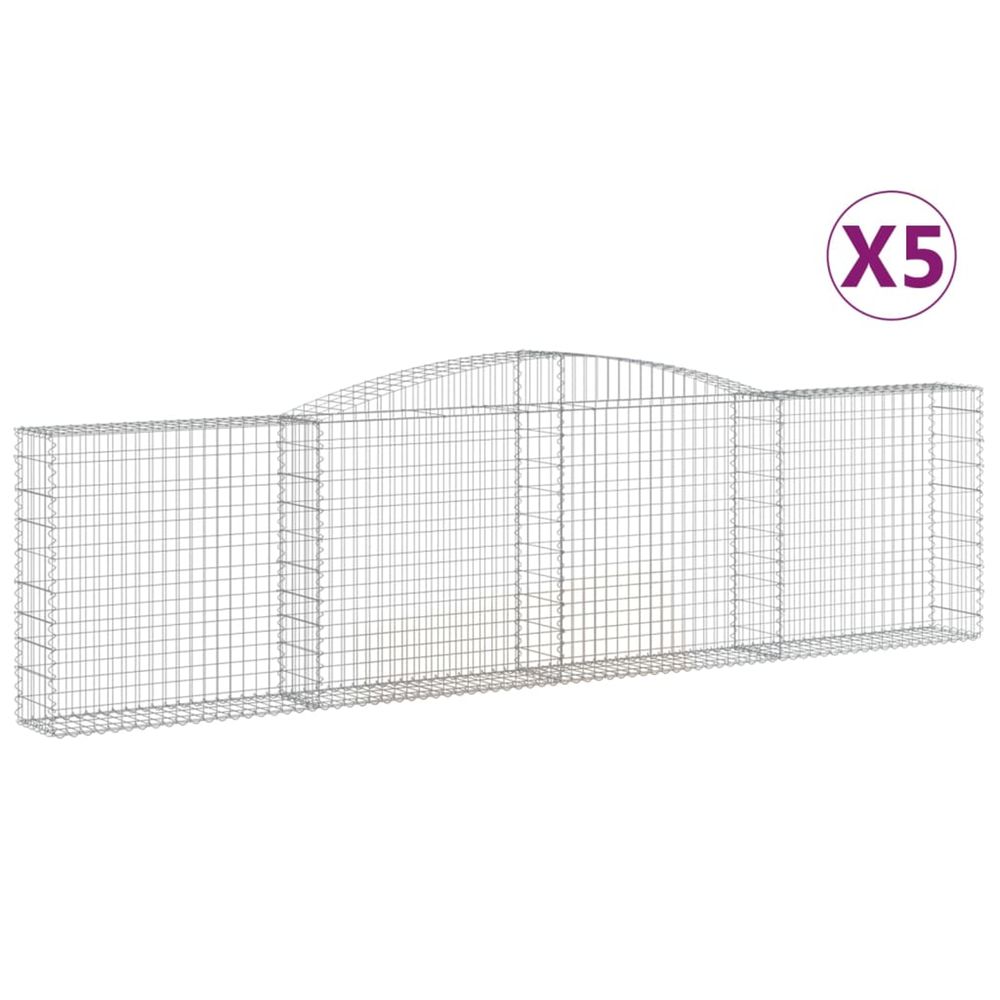 Paniers à gabions arqués 5 pcs 400x30x100/120 cm fer galvanisé