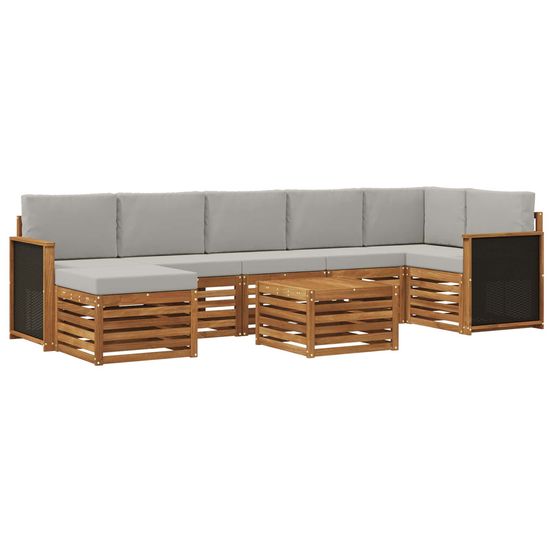 Ensemble de canapés d'extérieur 7 pc naturel et gris clair