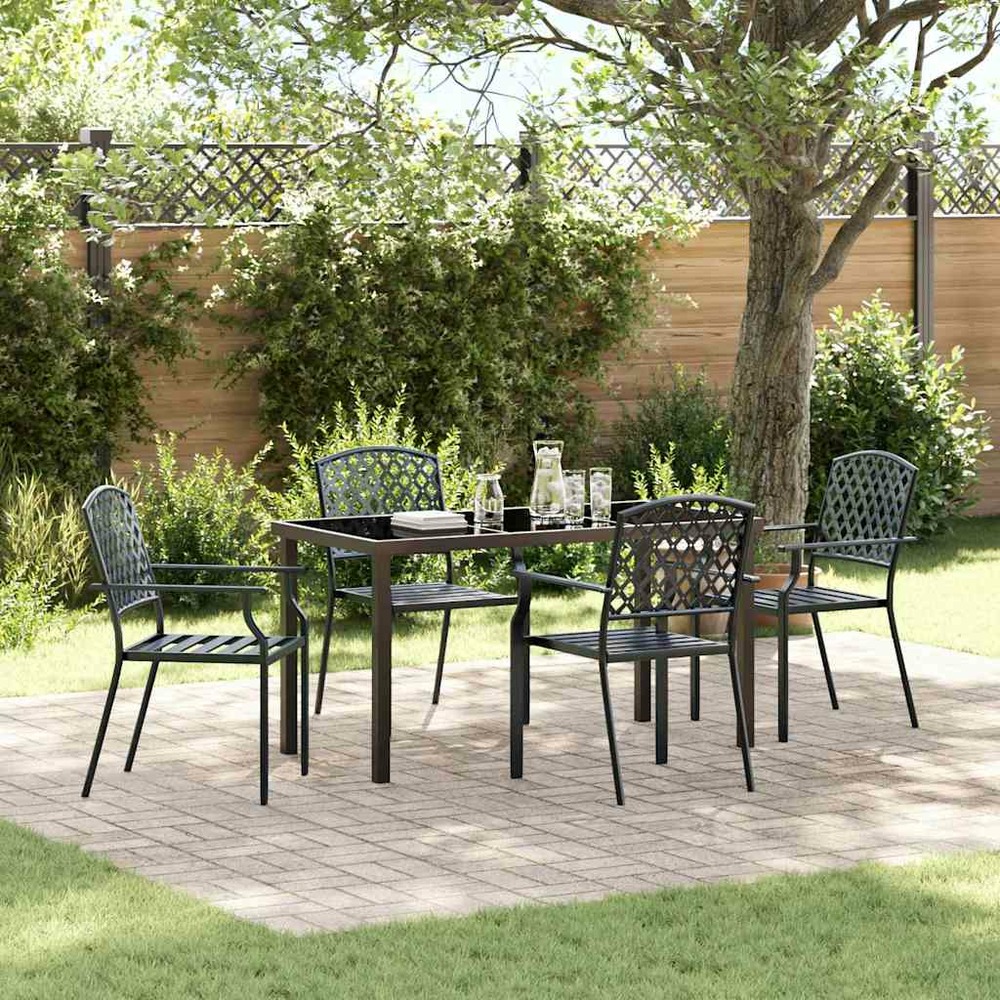 Ensemble de salle à manger pour jardin 5 pcs anthracite