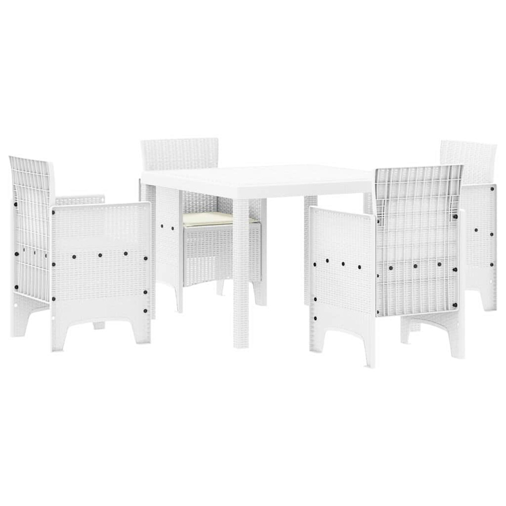 Ensemble de salle à manger pour jardin 5 pcs blanc rattan polt