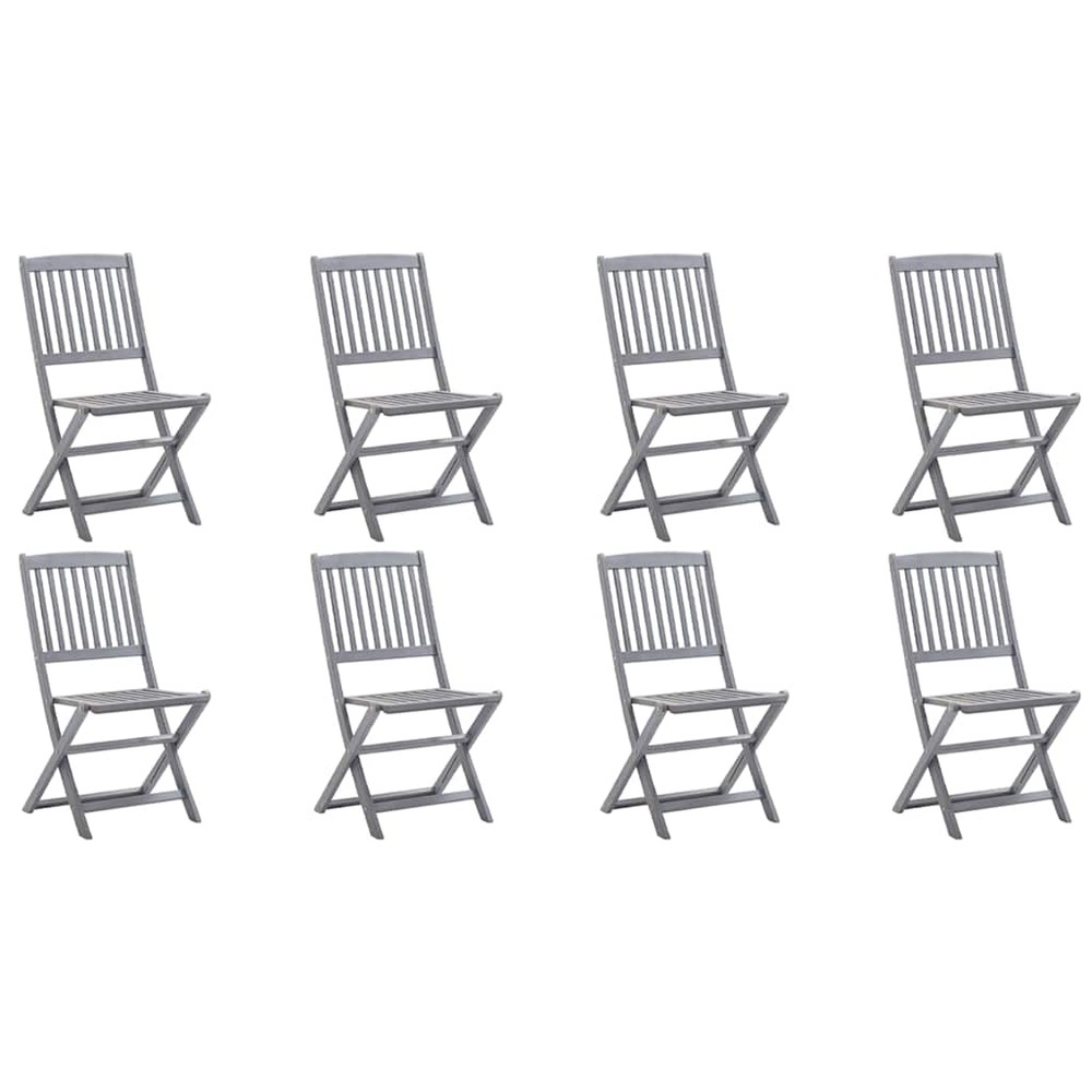 Chaises pliables d'extérieur lot de 8 et coussins bois d'acacia