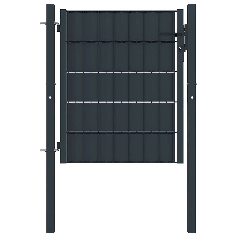 Portail de clôture en pvc et acier 100x100 cm anthracite