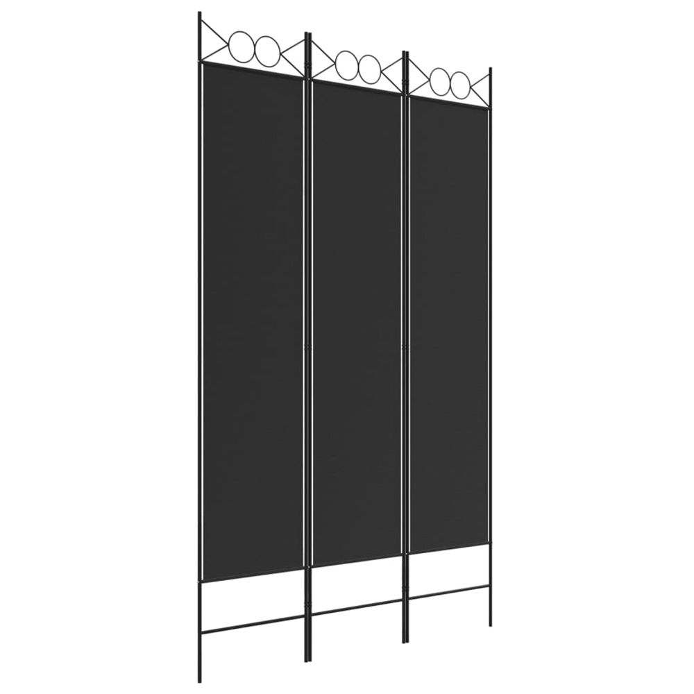Cloison de séparation 3 panneaux noir 120x200 cm tissu