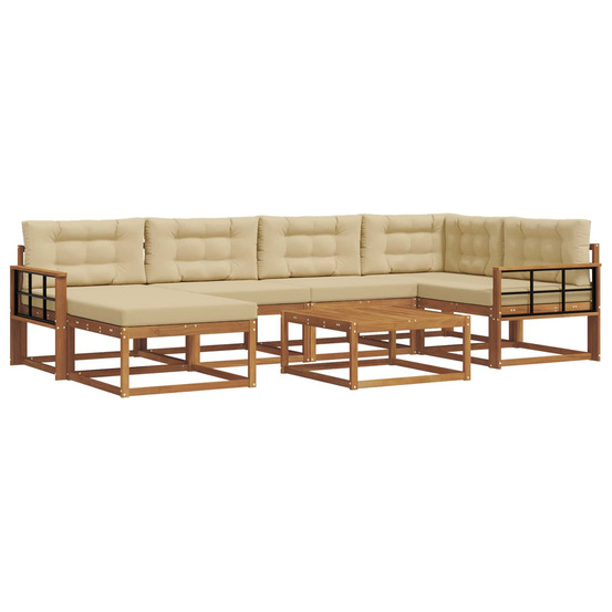 Ensemble de canapés d'extérieur 7 pcs naturel et beige