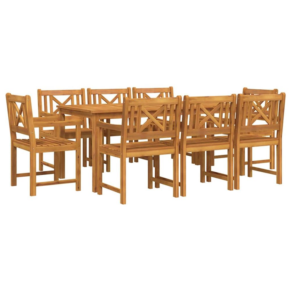 Ensemble de salle à manger pour jardin 9 pc 8 place marron