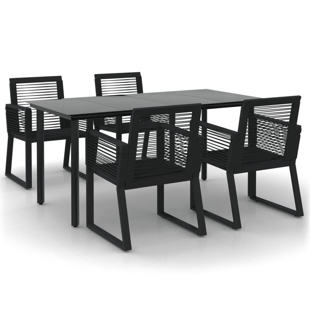 Ensemble à manger de jardin 5 pcs noir rotin pvc