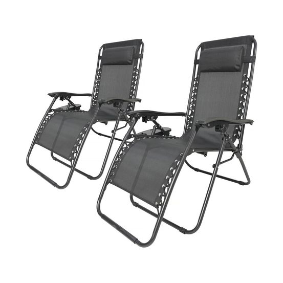 Lot de 2 fauteuils de jardin inclinable zéro gravité